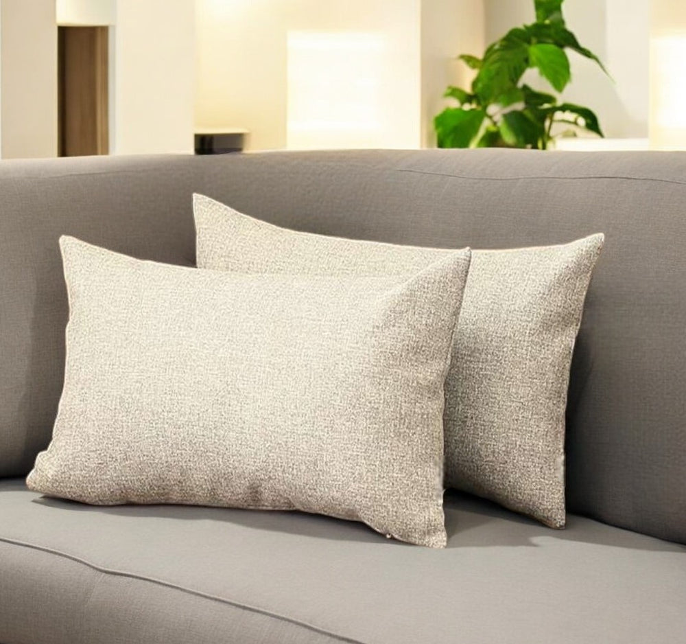 Homeroots Set Of Two 20" X 12" Grey And Black Polyester Geometric Zippered Pillow   471695