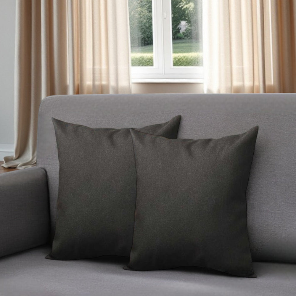 Homeroots Set Of Two 18" Black Fabric Throw Pillows   471699