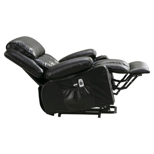 English Elm Power Lift Recliner Chair with Massage Heating Fleece Leather and Usb for Elderly Black W1807P299442
