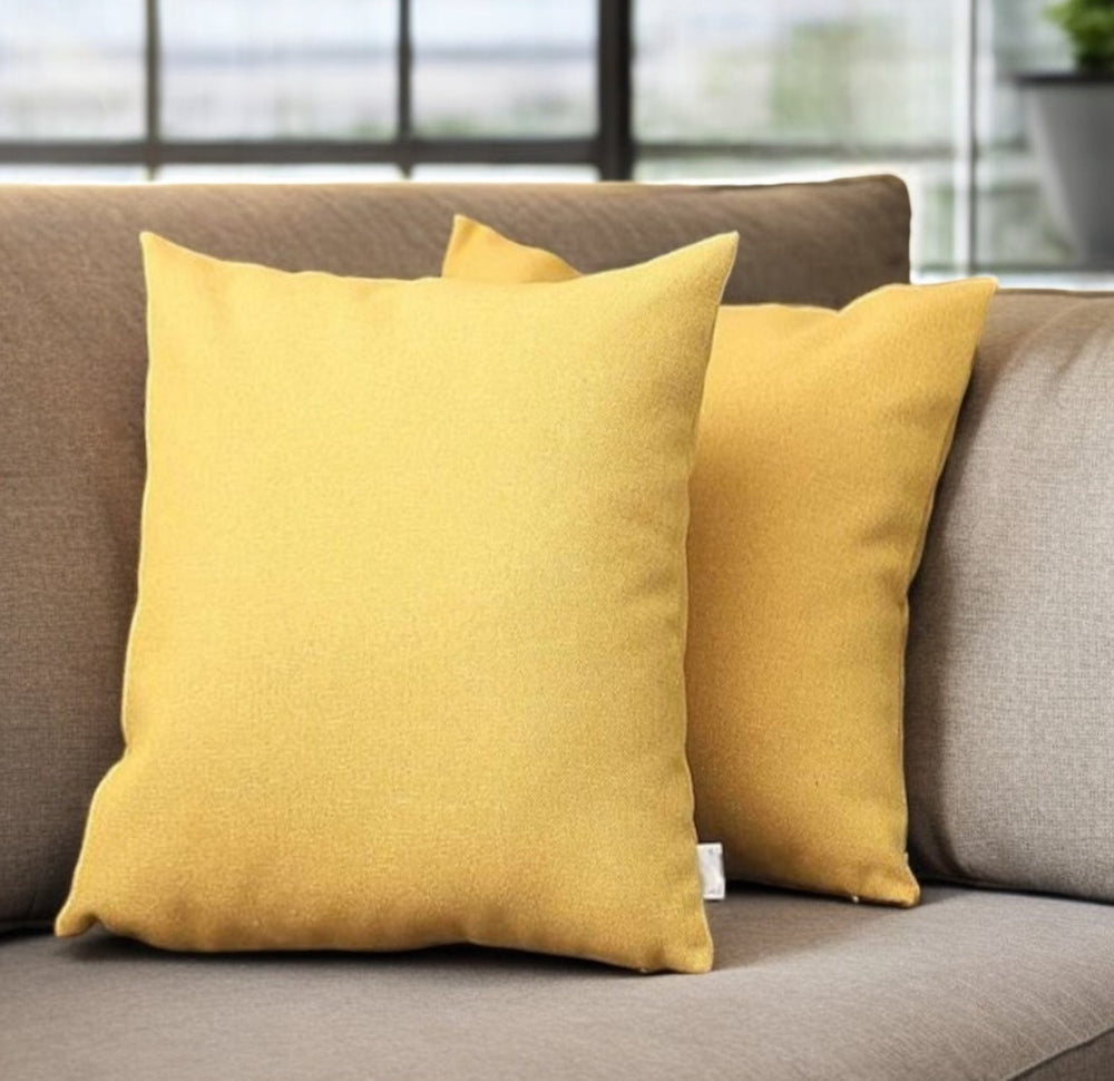 Homeroots Set Of Two 18" Yellow Fabric Throw Pillows   471703
