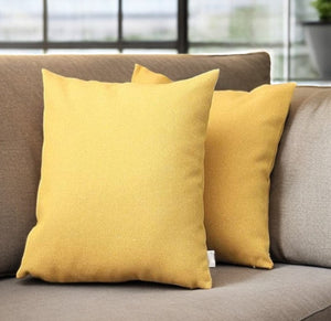 Homeroots Set Of Two 18" Yellow Fabric Throw Pillows   471703