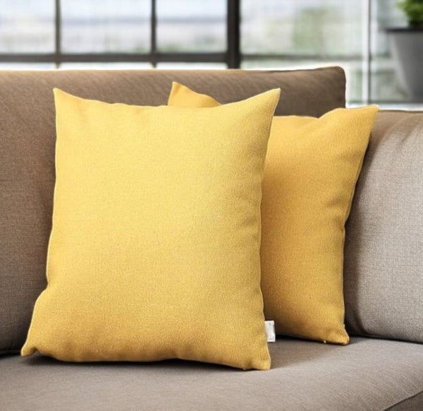 Homeroots Set Of Two 18" Yellow Fabric Throw Pillows   471703
