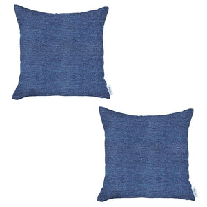 Homeroots Set Of Two 18" X 18" Blue Zippered Handmade Polyester Throw Pillow   471704