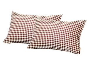 Homeroots Set Of Two 12" X 20" Red And White Houndstooth Fabric Lumbar Throw Pillows   471707