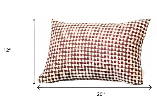 Homeroots Set Of Two 12" X 20" Red And White Houndstooth Fabric Lumbar Throw Pillows   471707