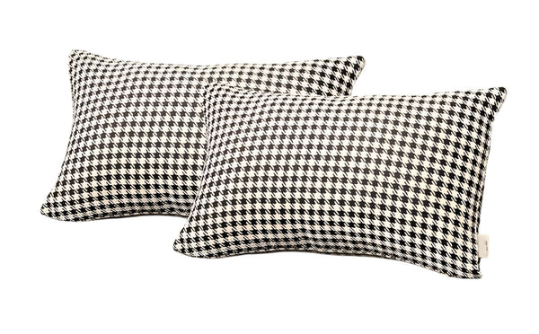 Homeroots Set Of Two 20" X 12" Grey Polyester Houndstooth Zippered Pillow   471708
