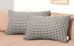 Homeroots Set Of Two 20" X 12" Grey Polyester Houndstooth Zippered Pillow   471708