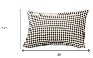 Homeroots Set Of Two 20" X 12" Grey Polyester Houndstooth Zippered Pillow   471708