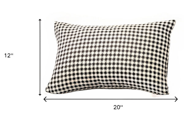 Homeroots Set Of Two 20" X 12" Grey Polyester Houndstooth Zippered Pillow   471708