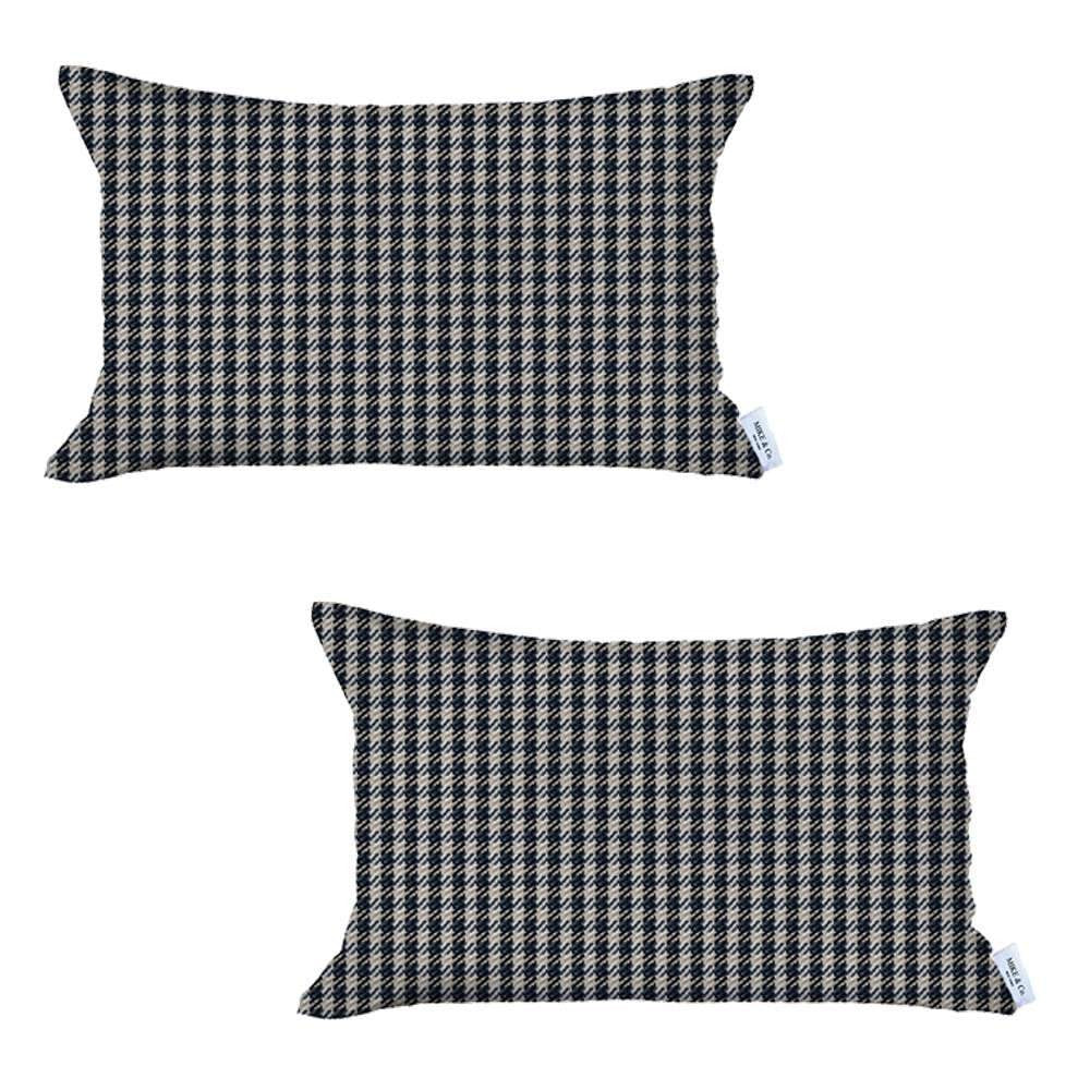 Homeroots Set Of Two 12" X 20" Black And White Throw Pillow   471709