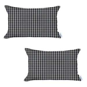 Homeroots Set Of Two 12" X 20" Black And White Throw Pillow   471709