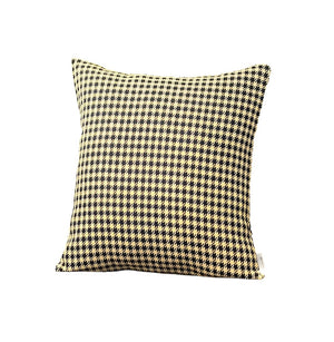 Homeroots Set Of Two 18" Yellow And Black Houndstooth Fabric Throw Pillows   471710