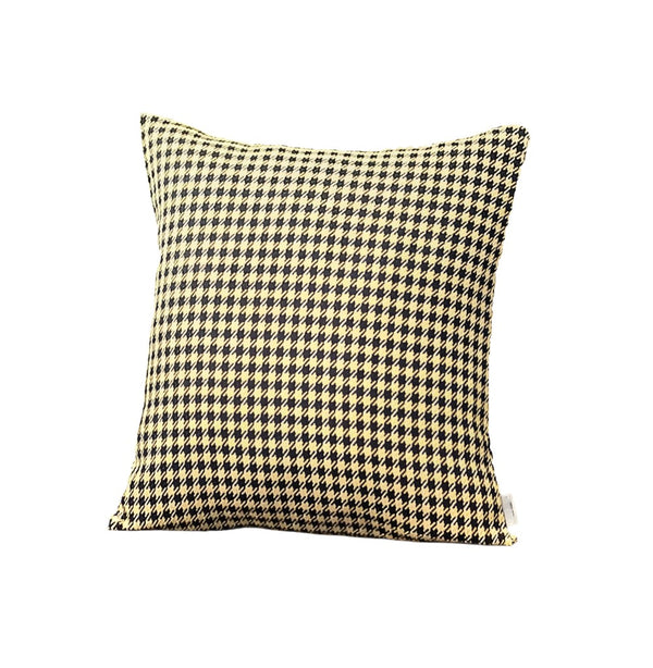 Homeroots Set Of Two 18" Yellow And Black Houndstooth Fabric Throw Pillows   471710