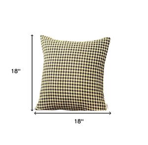 Homeroots Set Of Two 18" Yellow And Black Houndstooth Fabric Throw Pillows   471710