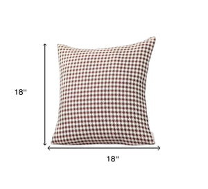 Homeroots Set Of Two 18" Red And White Houndstooth Fabric Throw Pillows   471712