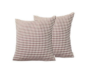 Homeroots Set Of Two 18" Red And White Houndstooth Fabric Throw Pillows   471712