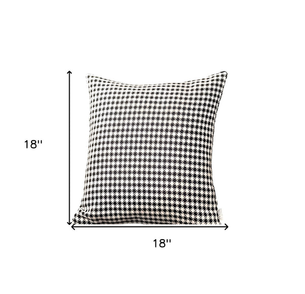 Homeroots Set Of Two 18" Black And White Houndstooth Fabric Throw Pillows   471713
