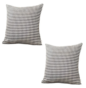 Homeroots Set Of Two 18" Black And White Houndstooth Fabric Throw Pillows   471713