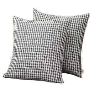 Homeroots Set Of Two 18" Black And White Houndstooth Fabric Throw Pillows   471714