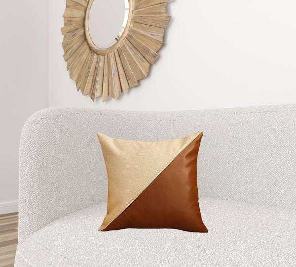 Homeroots Set Of Two 18" X 18" Brown And Ivory Polyester Zippered Pillow   471716