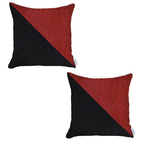 Homeroots Set Of Two 3" Red And Black Throw Pillow   471720