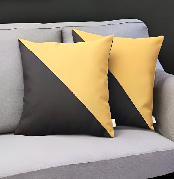 Homeroots Set Of Two 18" Yellow And Black Throw Pillow   471721