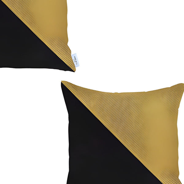 Homeroots Set Of Two 18" Yellow And Black Throw Pillow   471721