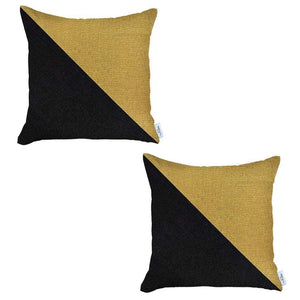 Homeroots Set Of Two 18" Yellow And Black Throw Pillow   471721