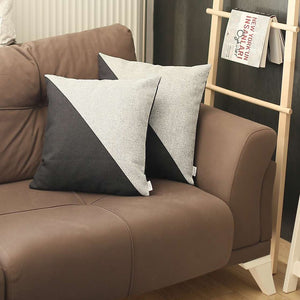 Homeroots Set Of Two 18" X 18" Grey And Black Geometric Zippered Handmade Polyester Throw Pillow   471722