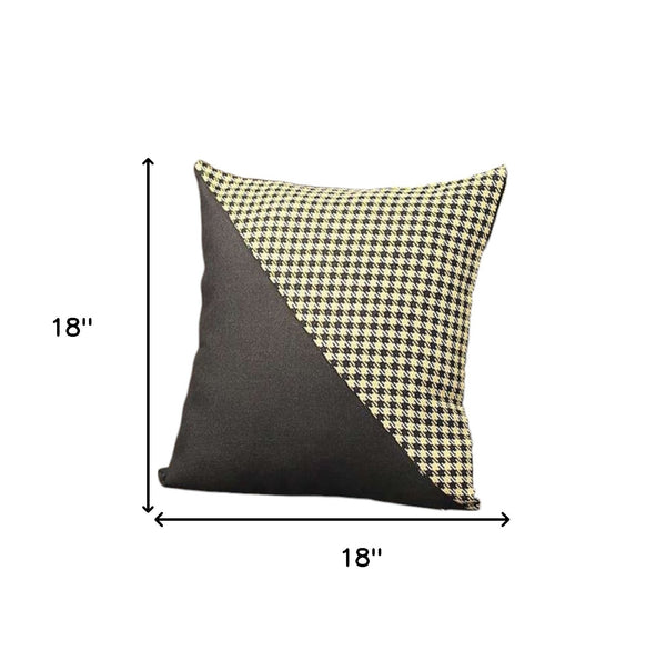 Homeroots Set Of Two 18" Black And Yellow Houndstooth Fabric Throw Pillows   471728