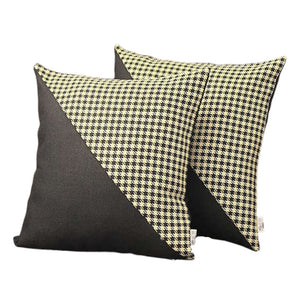 Homeroots Set Of Two 18" Black And Yellow Houndstooth Fabric Throw Pillows   471728