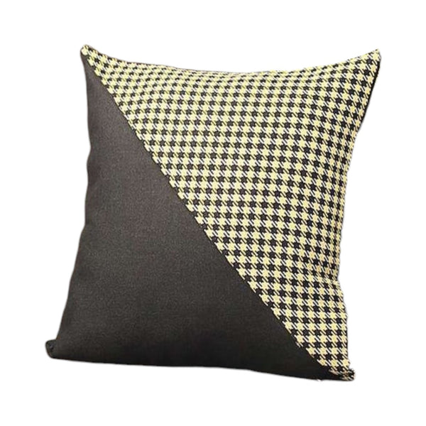 Homeroots Set Of Two 18" Black And Yellow Houndstooth Fabric Throw Pillows   471728