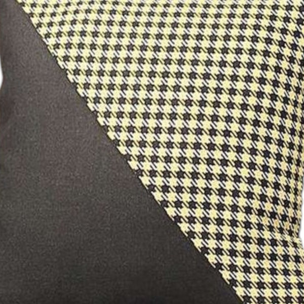 Homeroots Set Of Two 18" Black And Yellow Houndstooth Fabric Throw Pillows   471728