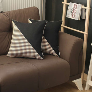 Homeroots Set Of Two 18" Brown Black And White Houndstooth Fabric Throw Pillows   471729