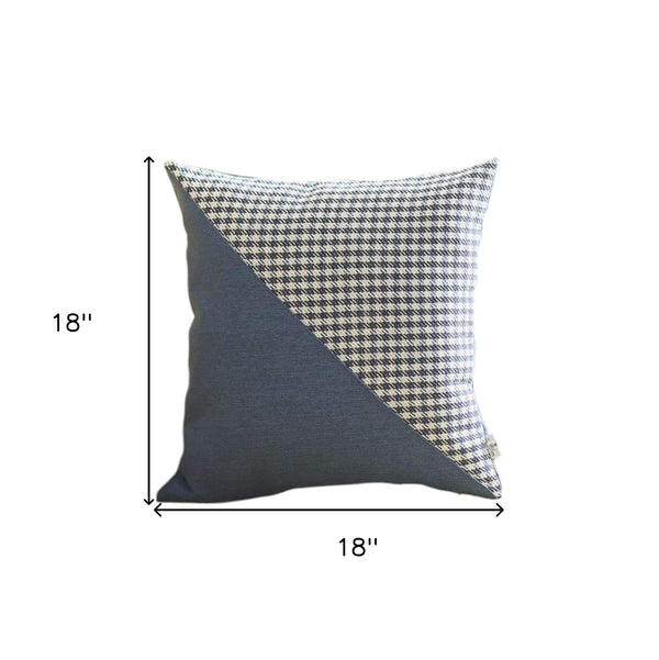 Homeroots Set Of Two 18" Blue And White Houndstooth Fabric Throw Pillows   471730