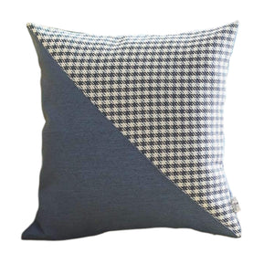 Homeroots Set Of Two 18" Blue And White Houndstooth Fabric Throw Pillows   471730
