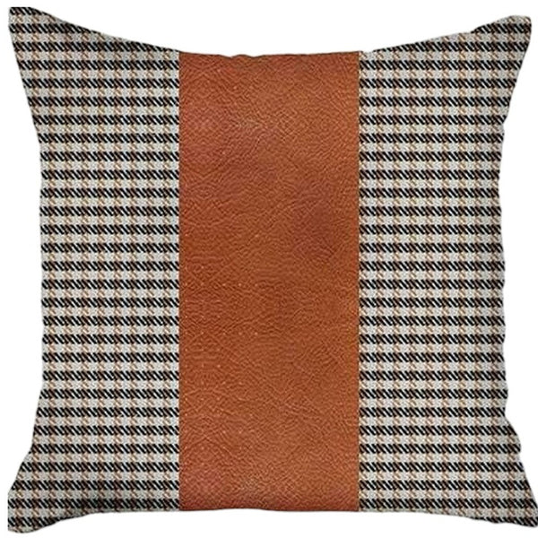 Homeroots Set Of Two 18" X 18" Brown Houndstooth Zippered Handmade Polyester Throw Pillow   471740