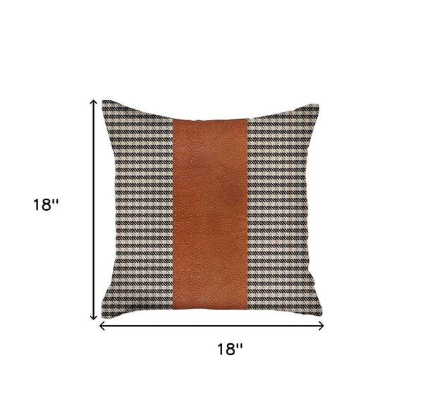 Homeroots Set Of Two 18" X 18" Brown Houndstooth Zippered Handmade Polyester Throw Pillow   471740
