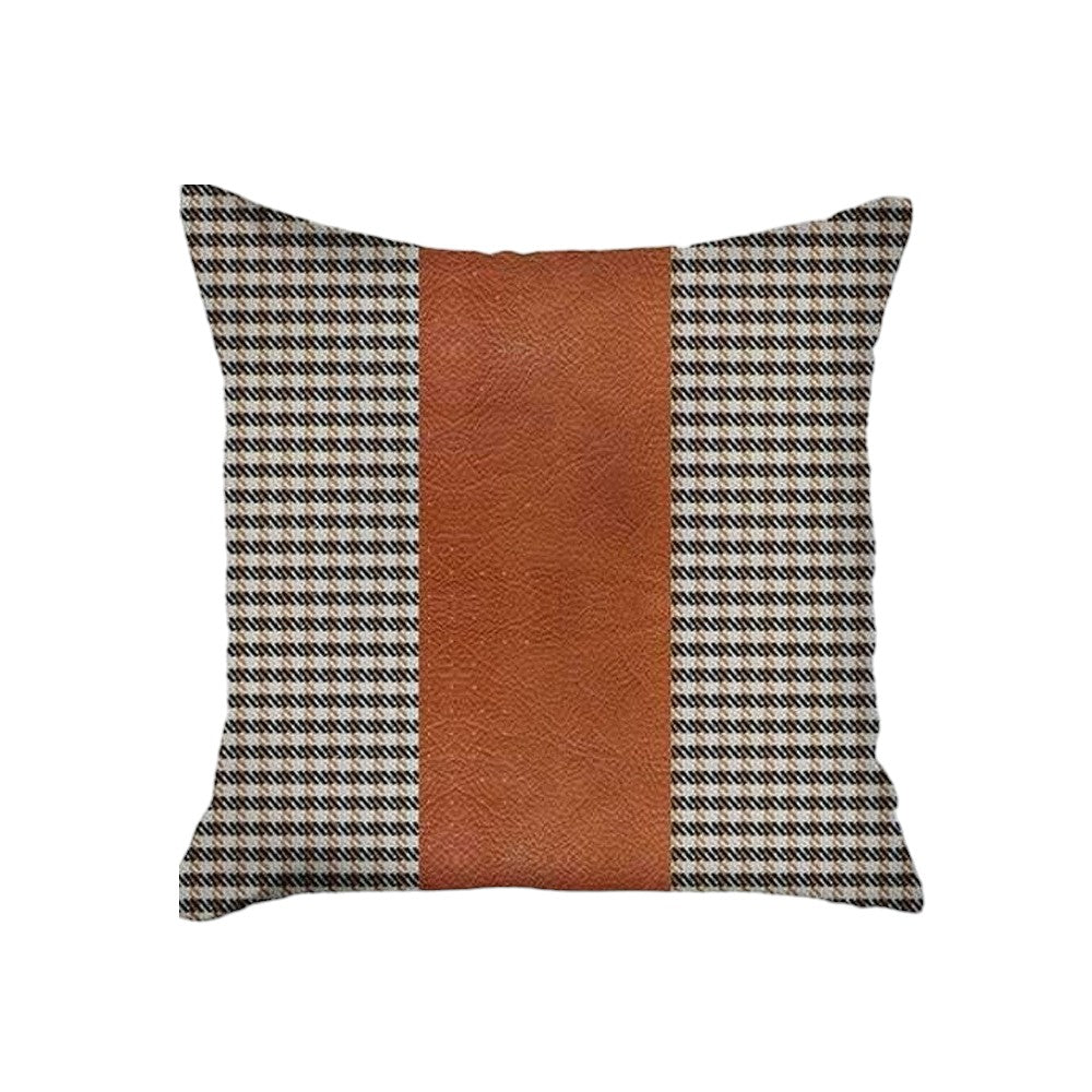 Homeroots Set Of Two 18" X 18" Brown Houndstooth Zippered Handmade Polyester Throw Pillow   471740