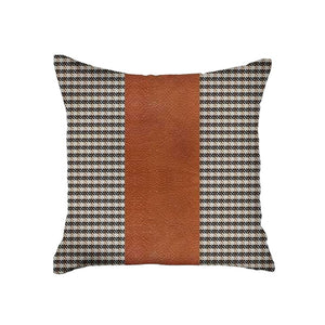 Homeroots Set Of Two 18" X 18" Brown Houndstooth Zippered Handmade Polyester Throw Pillow   471740