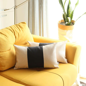 Homeroots Set Of Two 20" X 12" Grey And Black Geometric Zippered Handmade Polyester Lumbar Pillow   471742