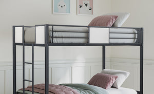 English Elm Twin Arch Slat Bunk Bed with Patented Insert & Lock Joint System — Sturdy Transitional Style, Space-Saving Design Black 79 L x 15 W x 9 H B2741P347307