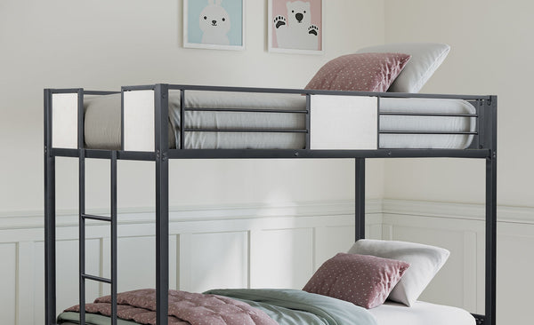 English Elm Twin Arch Slat Bunk Bed with Patented Insert & Lock Joint System — Sturdy Transitional Style, Space-Saving Design Black 79 L x 15 W x 9 H B2741P347307