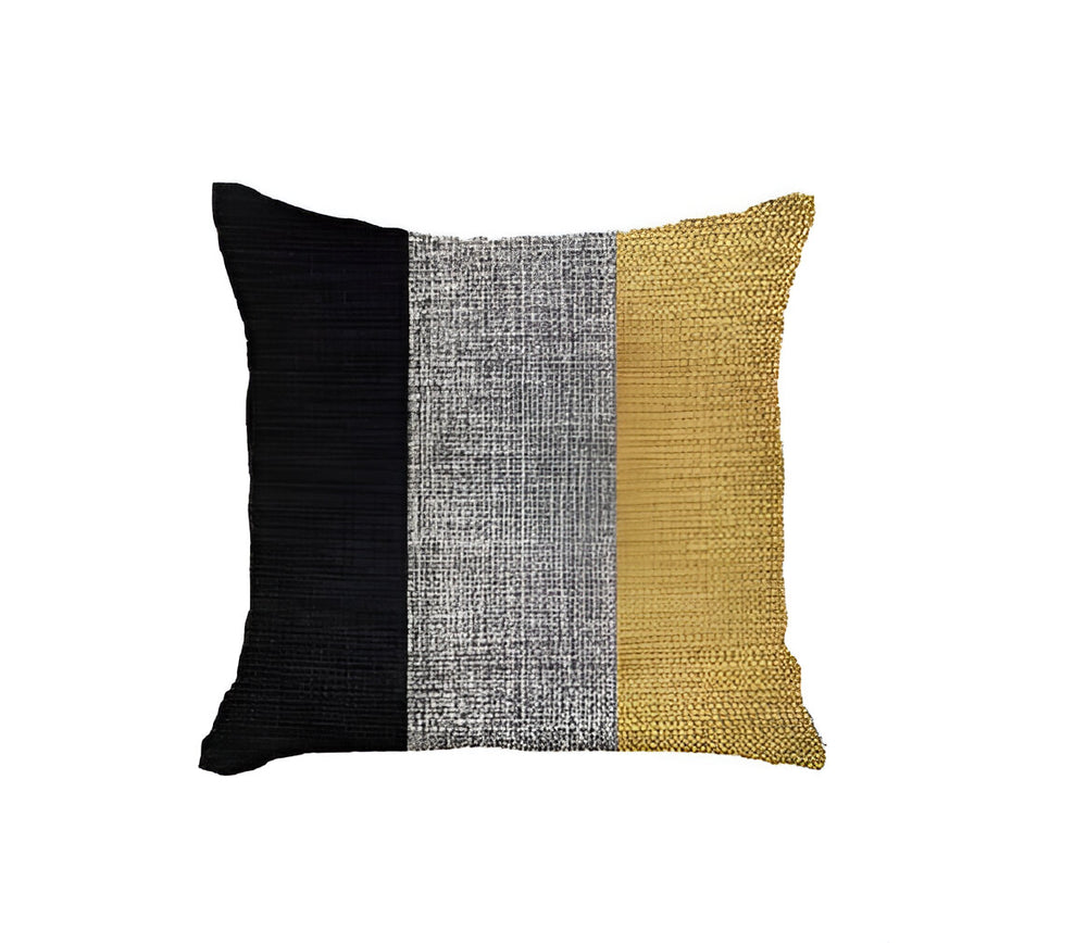 Homeroots Set Of Two 18" X 18" Grey And Black Geometric Zippered Handmade Polyester Throw Pillow   471754