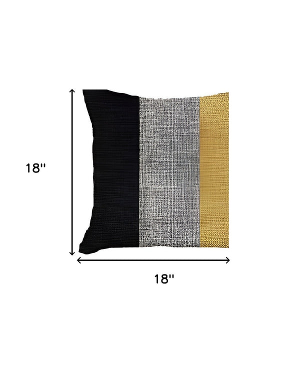 Homeroots Set Of Two 18" X 18" Grey And Black Geometric Zippered Handmade Polyester Throw Pillow   471754