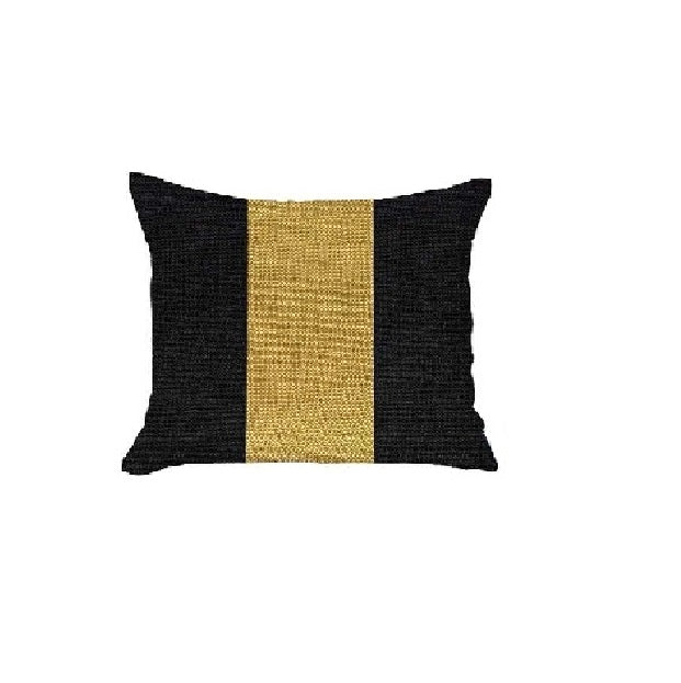 Homeroots Set Of Two 18" X 18" Black And Yellow Geometric Zippered Handmade Polyester Throw Pillow   471755
