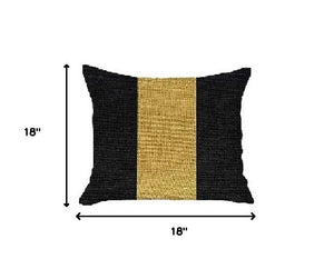 Homeroots Set Of Two 18" X 18" Black And Yellow Geometric Zippered Handmade Polyester Throw Pillow   471755