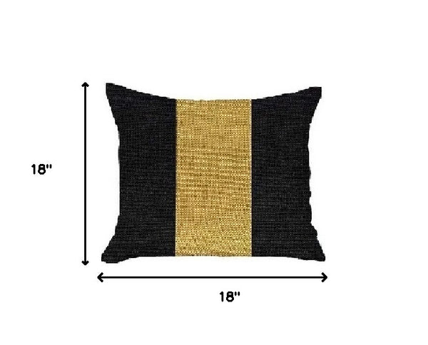 Homeroots Set Of Two 18" X 18" Black And Yellow Geometric Zippered Handmade Polyester Throw Pillow   471755