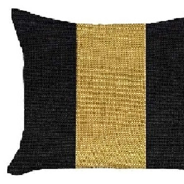 Homeroots Set Of Two 18" X 18" Black And Yellow Geometric Zippered Handmade Polyester Throw Pillow   471755