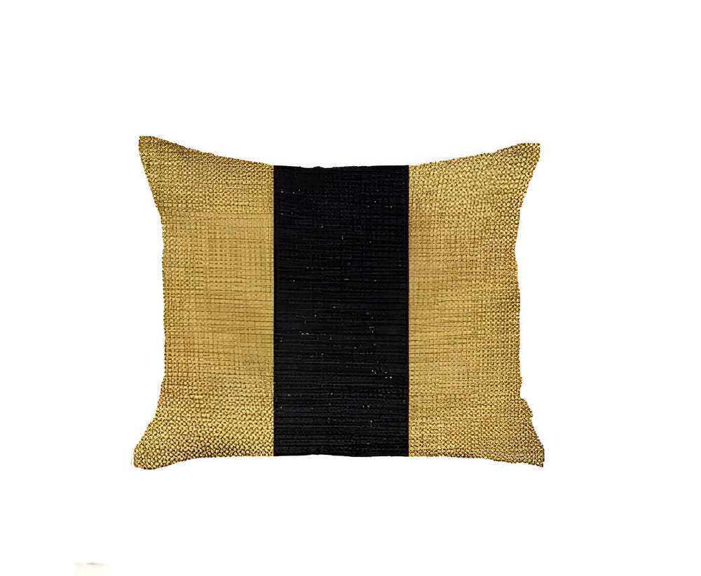 Homeroots Set Of Two 18" X 18" Yellow And Black Geometric Zippered Handmade Polyester Throw Pillow   471756